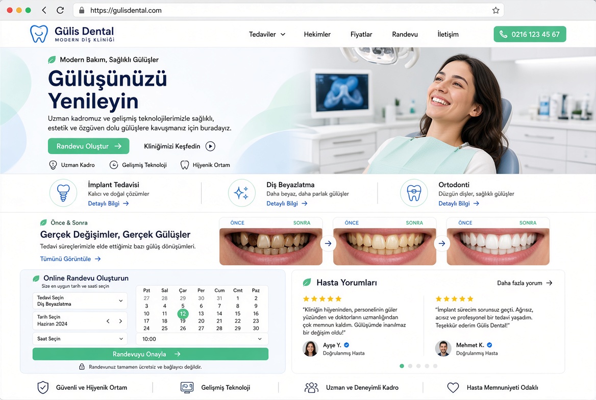 Diş Kliniği Kurumsal Web Sitesi Tasarımı