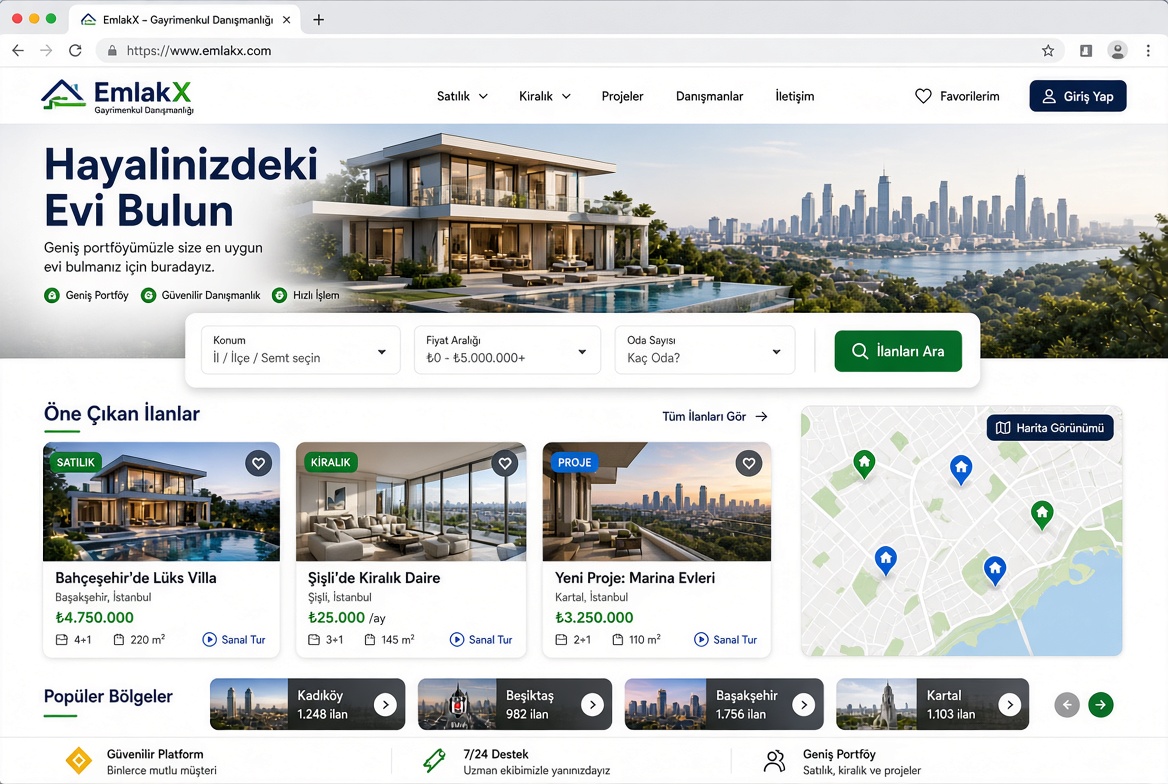 Emlak ve Gayrimenkul Web Sitesi Tasarımı