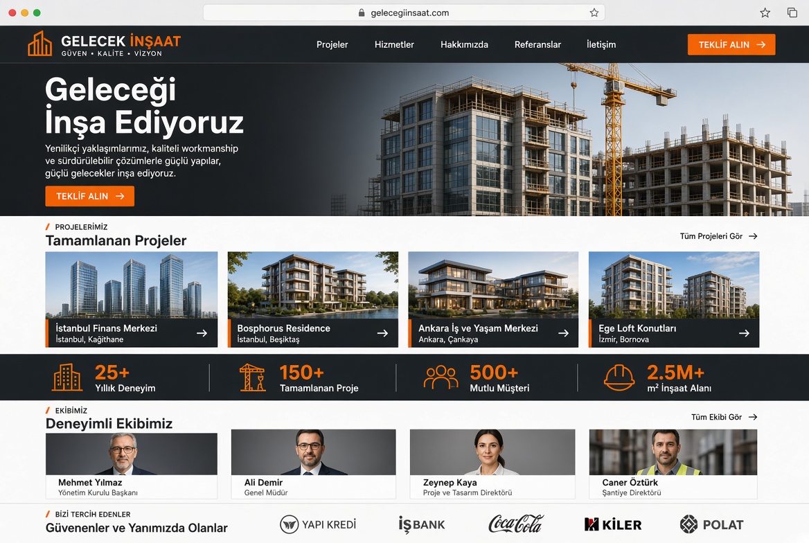 İnşaat Firması Kurumsal Web Sitesi Tasarımı
