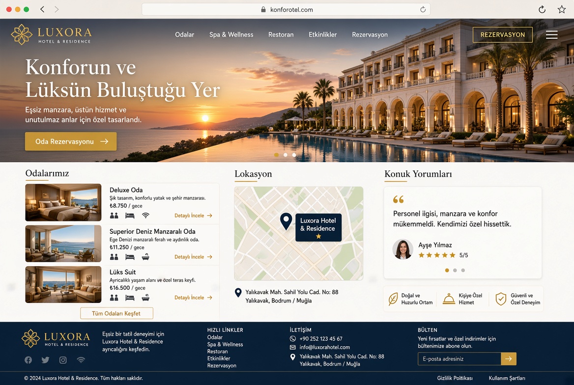 Otel Web Sitesi Tasarımı ve Rezervasyon Sistemi