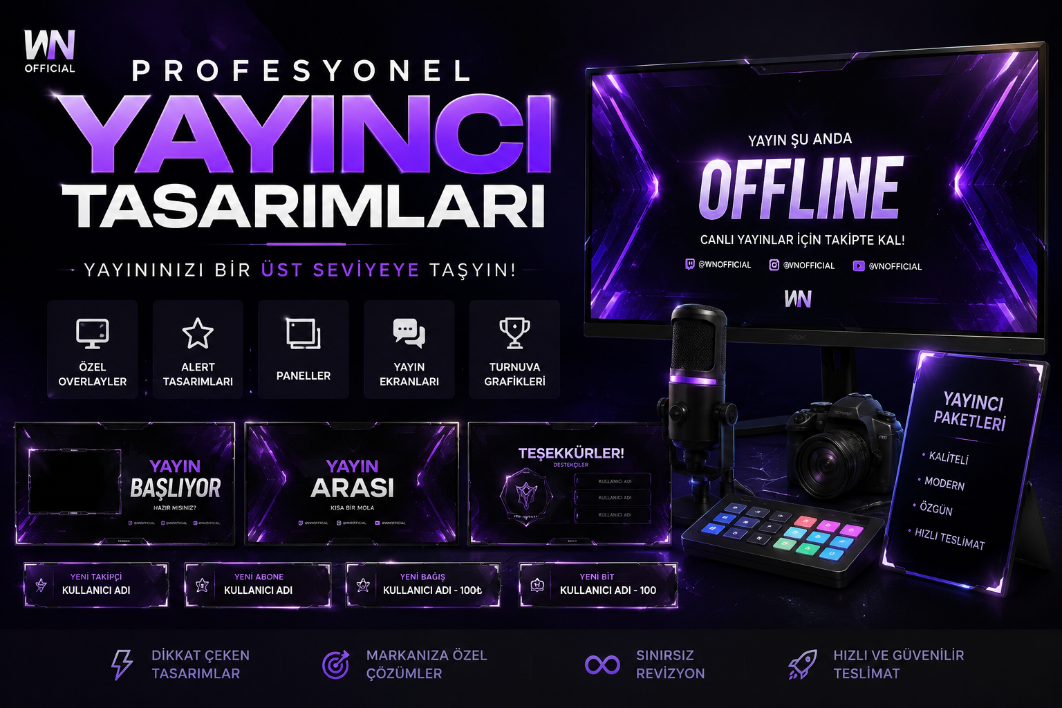 Profesyonel Twitch ve Kick Yayıncı Tasarımı